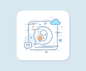 Face verified line icon. Abstract square vector button. Access granted sign. Facial identification success symbol. Face verified line icon. Speech bubble concept. Vector