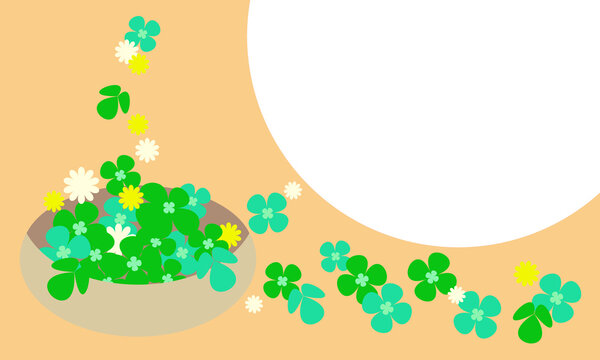 クローバーをお皿に盛ったイラスト｜Illustration of clover on a plate