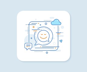 Comic speech bubble with Smile line icon. Abstract square vector button. Chat emotion sign. Smile line icon. Speech bubble concept. Vector