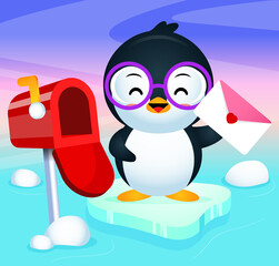Happy Cute Penguin Received A Letter fix