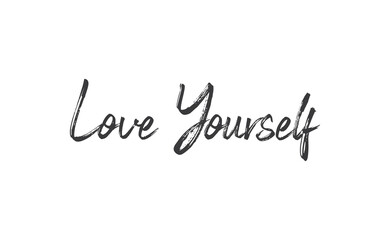 Love yourself phrase. Calligraphy lettering. Vector quote design. Self love motivation.