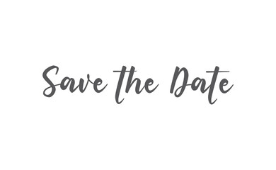Save the date, calligraphy style typo phrase. Hand drawn lettering design for invitations and wedding cards.