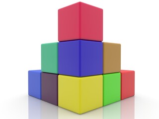 Abstract tower construction from colored toy blocks