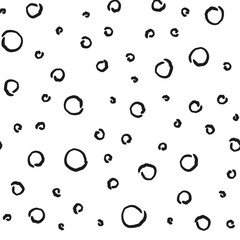 Doodle circles seamless pattern. Monochrome hand drawn texture background.