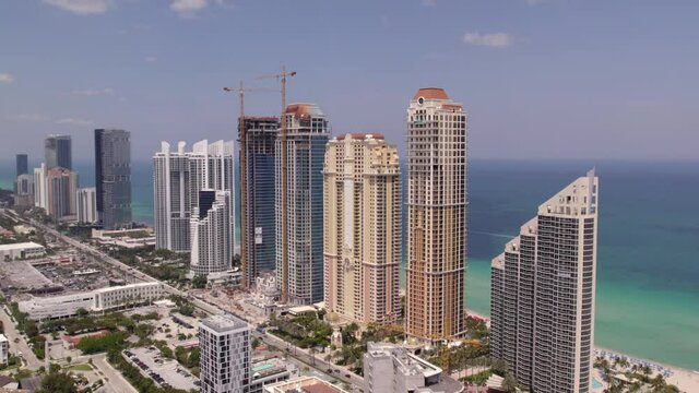 Acqualina Towers Sunny Isles Beach Florida USA aerial 4k 60p