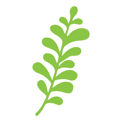 Beautiful Green Leafs Illustration Flat Icon on White Background