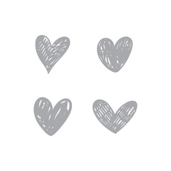 Heart doodles collection. Set of hand drawn hearts. Love symbol illustrations.