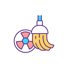 Removing hazardous materials RGB color icon. Harmful products disposal. Reducing toxic chemicals exposure. Hazardous household waste. Toxic build up elimination. Isolated vector illustration