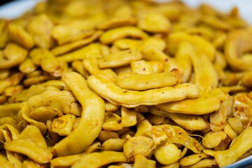 Close up of Pickled Tamarind Fruit, thai street food market