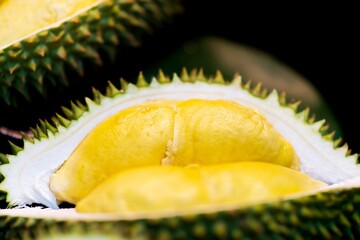 Close up of Fresh Durian Fruit Ripe, thai street food market