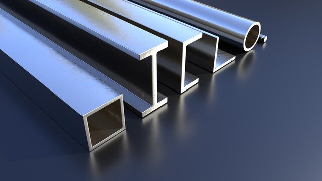 various rolled metal on the floor. creative industrial 3D rendering