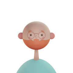 visage de face 3D souriant et heureux