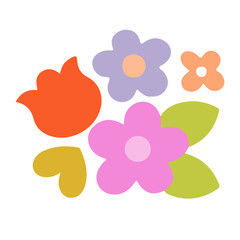 Fototapeta na wymiar Colorful Flowers Flat Icon Graphic illustration Isolated on White Background