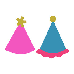 Cone party hat Birthday decorative festive on White Background Flat Graphic Illustration