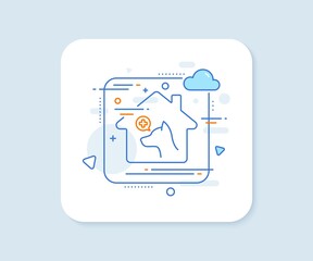 Veterinary clinic line icon. Abstract vector button. Dog care sign. Pets health symbol. Veterinary clinic line icon. Home concept badge. Vector