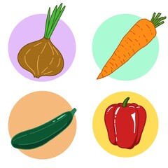 set of illustrated vegetables icons can be used for designing online shopping