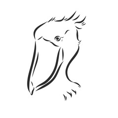 Stork icon in outline style isolated on white background. Bird symbol stock vector illustration. whalehead royal stork, vector sketch