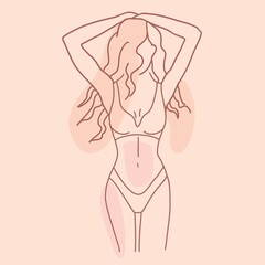 Vector minimalist style portrait. Line flower, woman portrait. Hand drawn abstract feminine print. Use for social net stories, beauty logos, poster illustration, card, t-shirt print