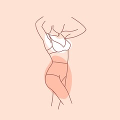 Vector minimalist style portrait. Line flower, woman portrait. Hand drawn abstract feminine print. Use for social net stories, beauty logos, poster illustration, card, t-shirt print