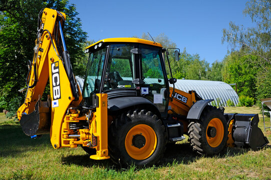 Backhoe JCB parked at the yard, used for loading radioactive waste
