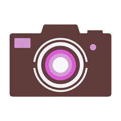 Digital Camera Colorful Icon Isolated on White Background Flat Illustration Front View