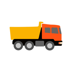 Dump Truck Isolated on White Background Flat Graphic Illustration