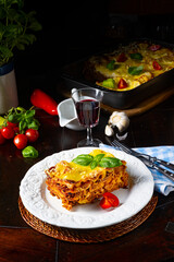 Delicious lasagne with Bolognese and bechamel sauce