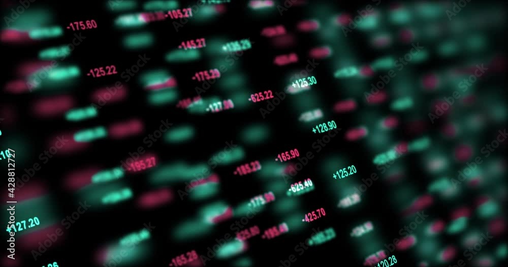 Wall mural random digit number with updating stats, stock and number of sales, percentage, growth, decline. abs