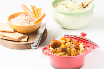 coddle or Irish coddle, traditional potato grilled sausage