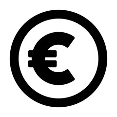 Euro sign icon vector currency symbol for business and finance in a flat color glyph pictogram illustration