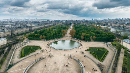 Obraz premium Aerial view of the Tuileries Garden, Jardin des Tuileries, Paris, France