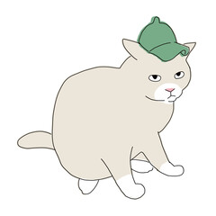 帽子をかぶっている猫の全身のイラスト
