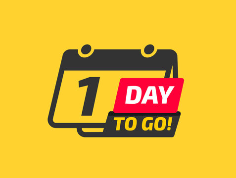 One Day To Go Calendar Icon On Yellow Background