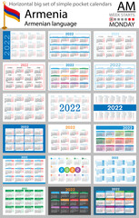 Armenian horizontal pocket calendars for 2022. Week starts Monday