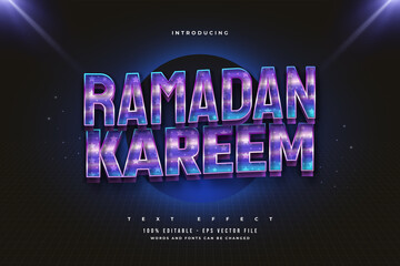 Ramadan Text in Colorful Retro Style with Glossy Effect
