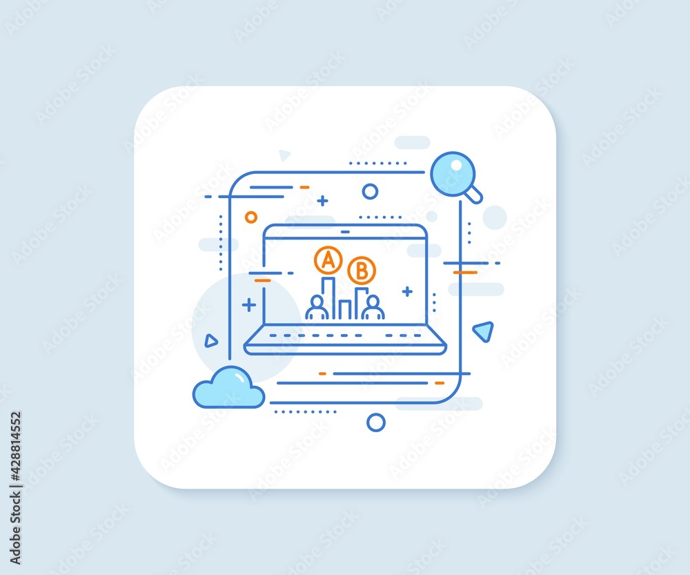 Poster ab testing line icon. abstract vector button. ui test chart sign. ab testing line icon. laptop conce
