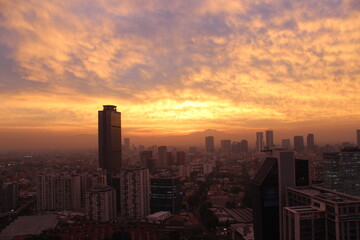 sunset over the city