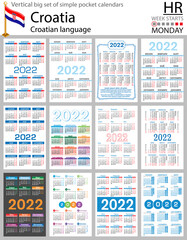 Croatian vertical pocket calendars for 2022. Week starts Monday