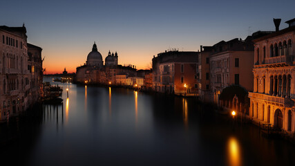 Fototapeta na wymiar Venice, Canal Grande and chiesa Santa Maria della Salute from Ponte Accademia, Italy
