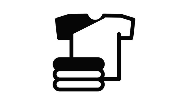 Stack of clean tshirt icon animation outline best object on white background