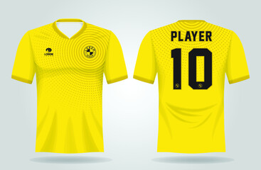 yellow sports jersey template for team uniforms and Soccer t shirt design