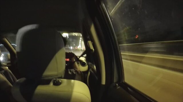 A time lapse video of a car driving fast depicting a speed drive or rash driving or a race.