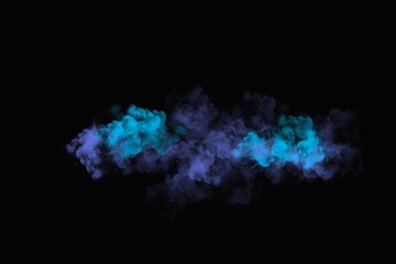 Blue smoke explosion  Black background 3d illustration 3d rendering