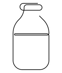 Continuous one line drawing of medical bottle or jar. Medical equipment hand drawn vector illustration.