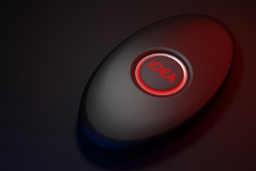 Button and word idea - business concept in red