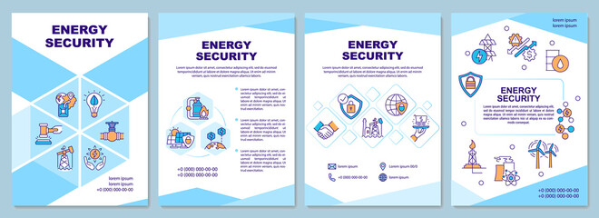 Energy security brochure template. Renewable power creating. Flyer, booklet, leaflet print, cover design with linear icons. Vector layouts for presentation, annual reports, advertisement pages