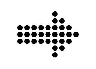 Black arrow icon. Arrow shape made of dots.
