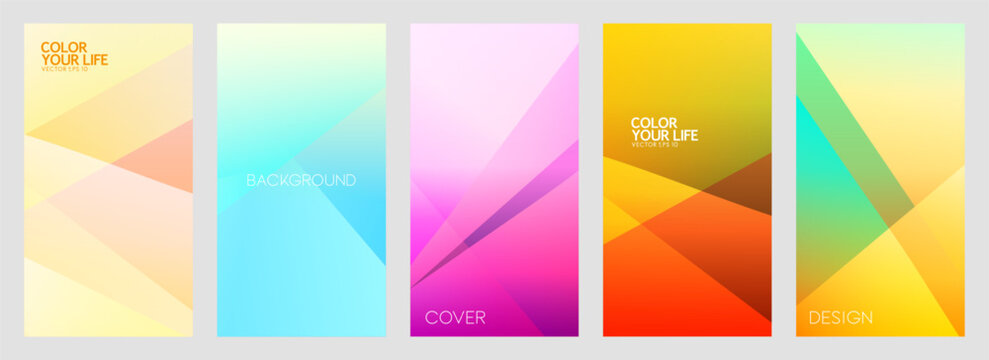 Set of banners or cover design template. Abstract colorful gradient geometric shapes background for business promotion, music, event, wallpaper and pages layout other.