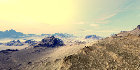 Alien Planet. Mountain. 3D rendering