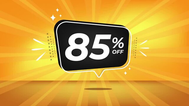-85%, 3d, 85, 85 percent, 85% off, animation, auction, background, balloon, banner, big sale, black friday, bright, bright yellow background, bubble, buy, cheap, design, discount, discount banner, eig